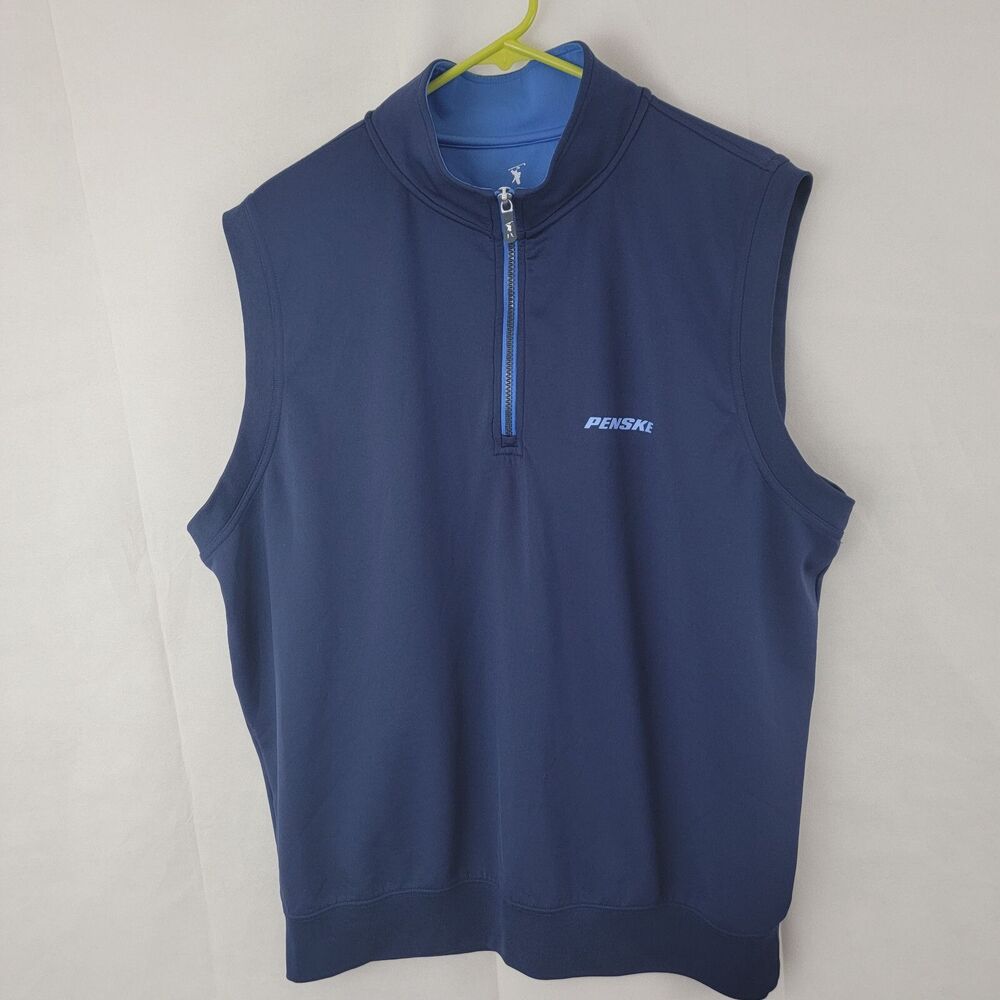 FAIRWAY & GREENE Tech Mens Vest Sz XL Performance 1/4 Zip BLUE Golf Preppy LOGO